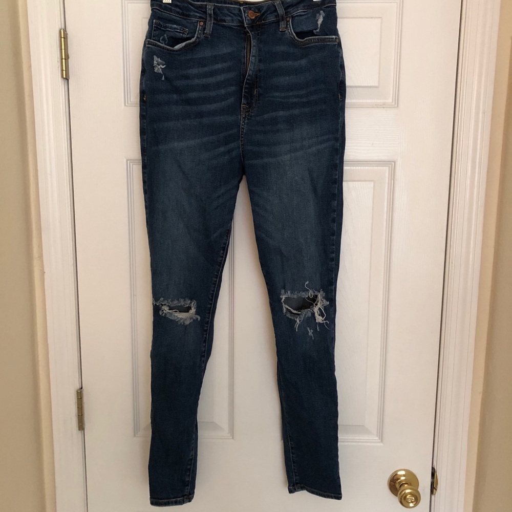 Dark Blue Distressed Jeans